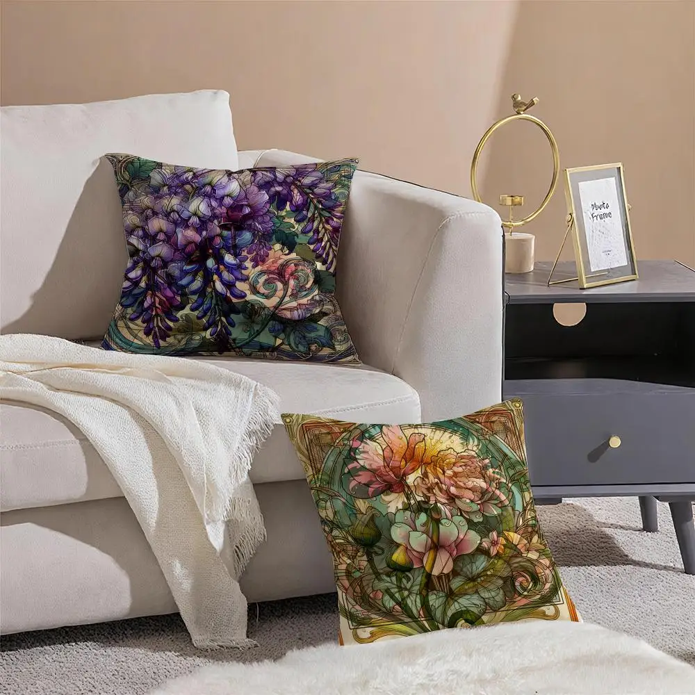 Diverse painted floral prints Cushion Cover Pattern Printed Pillowcase for Living Room Sofa Cushion Cover & Bedroom Decor