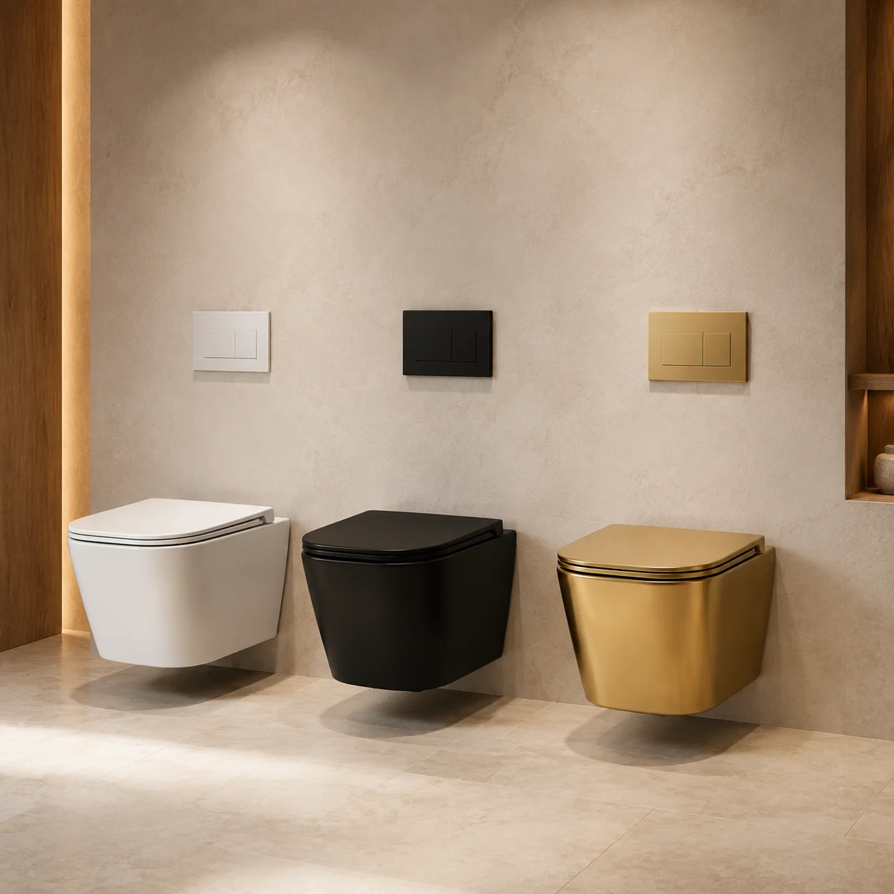 Custom Modern W04 Series Wall-mounted Hotel Bathroom WC Ceramic Dual-Flush Concealed Tank Wall Hung Toilet Set
