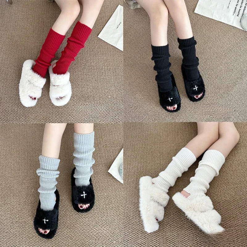 

Solid Knitted Leg Warmer Y2K Japanese Winter Warm Socks Stacked Leggings JK Spicy Girls' Ballet Socks Lolita Long Stockings