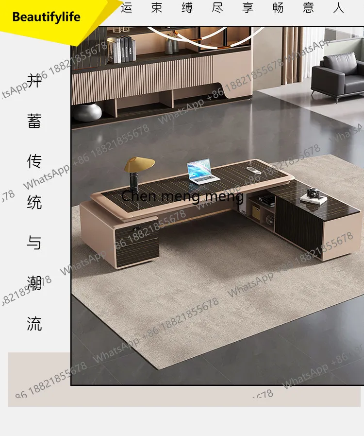 A17 Modern Computer Office Desk Standing L Shaped Writing Boss Table Lift Up Table Gaming Sedentary Filing Cabinet Boss Furn