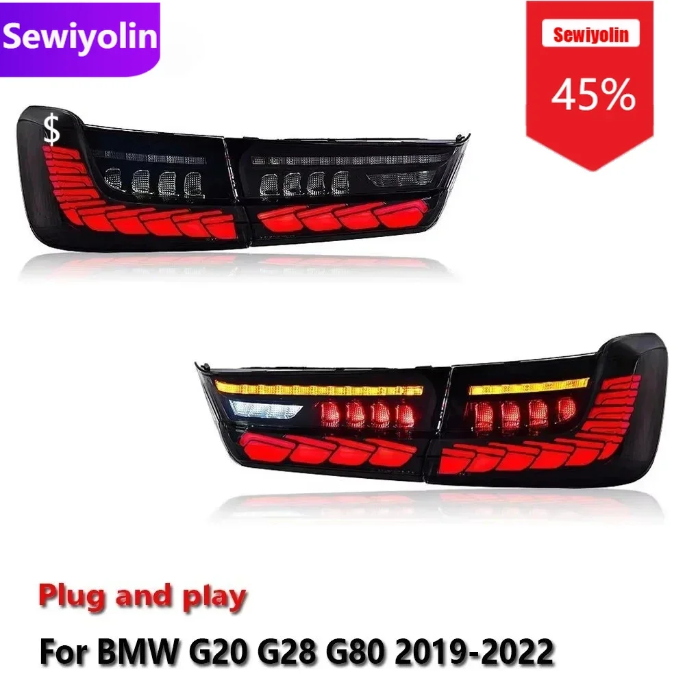 

Автомобильный светодиодный задний фонарь DRL в сборе для BMW G20 G28 G80 2019-2022, автоматический задний противотуманный фонарь DRL, стоп-сигнал поворота Plug and Play