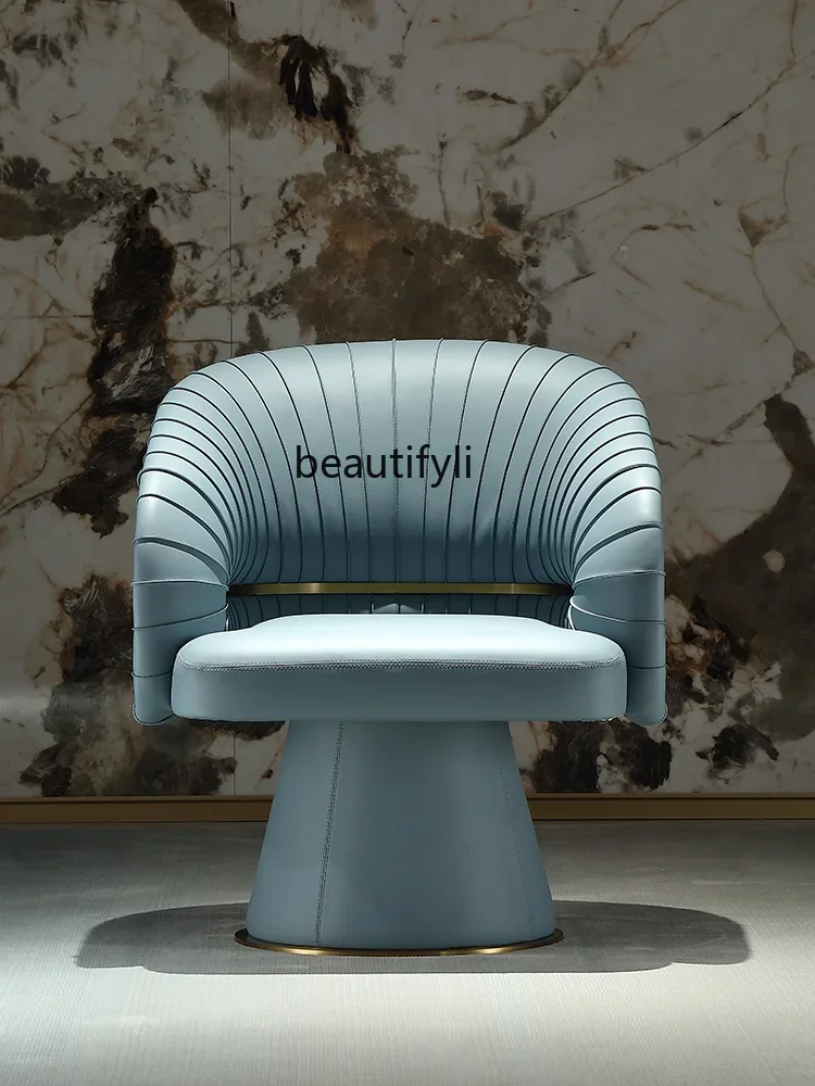 

B7304 ss Modern Italian Light Luxury Leather Lounge Chair Single Seat Couch Tea Table Chair