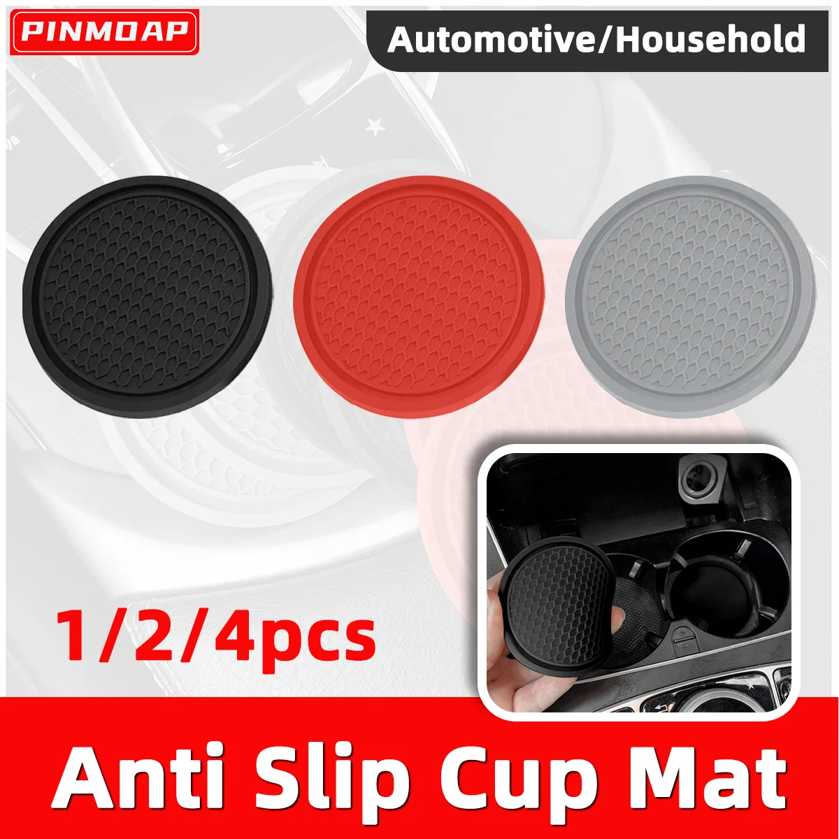 Car Cup Holder Coaster Anti Slip Silicone Insert Mat Non Slip Washable Durable Auto Interior Accessories Drink Coaster
