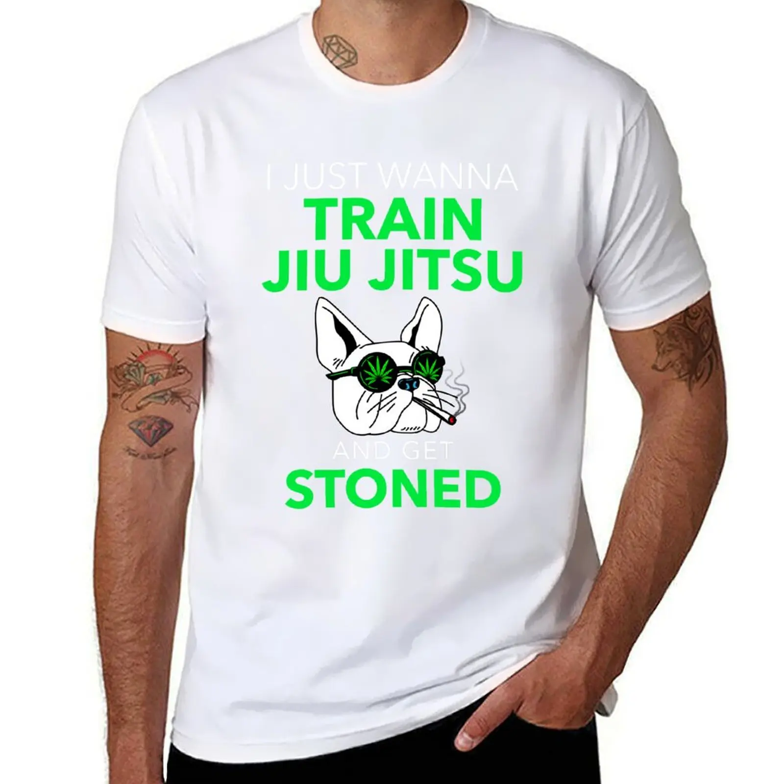 

JIUJITSU SHIRT I JUST WANNA TRAIN JIU JITSU AND GET STONED T-Shirt anime tshirt mens graphic t shirts T-Shirt