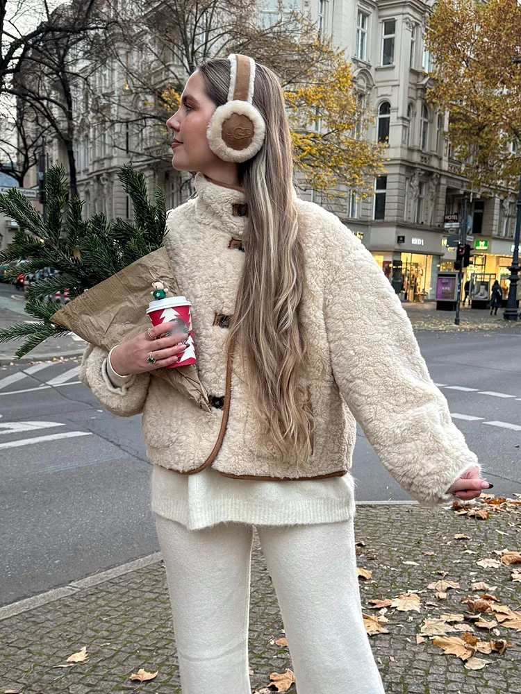 

HH женская однобортная куртка с длинными рукавами и воротником-стойкой и карманами, осенне-зимнее пальто, женское модное повседневное свободное двустороннее пальто