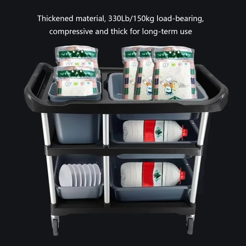 

41x18.1x37inch Utility Cart, The 3-Tier Restaurant Cart with Mobile Shelving Unit and Wheels, for Restaurant&Hotels,Kitchens