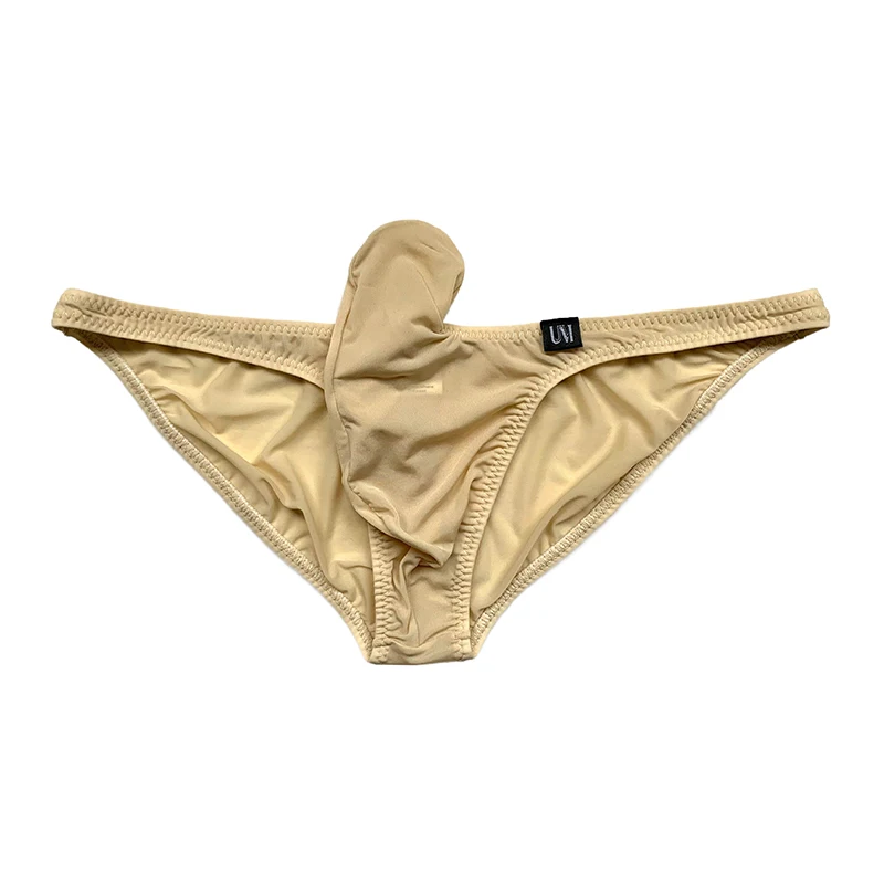Men's Low-Rise Briefs with Upward-Curled Trunk Design Ice Silk Thin Style Sexy Innocent-Charming Stylish Tight-Fitting