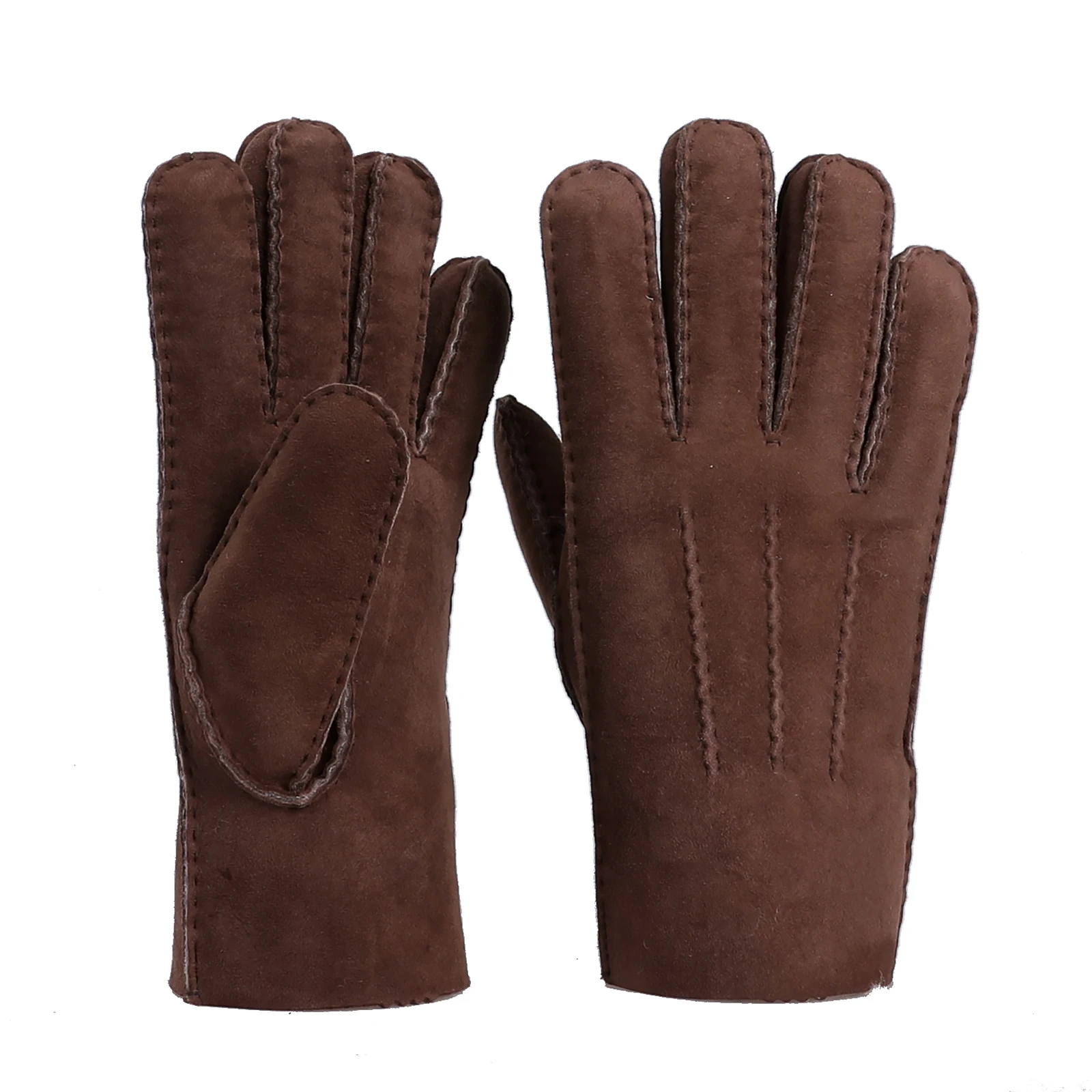 BOONJOVIA Unisex Winter Genuine Shearling Wool Gloves Cold Weather Leather Glove Handmade Thick Soft Warm