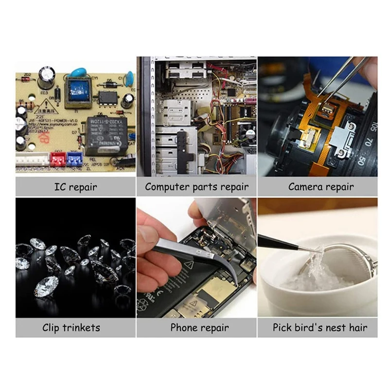 LUWEI 3 pezzi pinzette inverse antistatiche IC SMD SMT pinzette inverse resistenti al calore utensili manuali da 1000 gradi