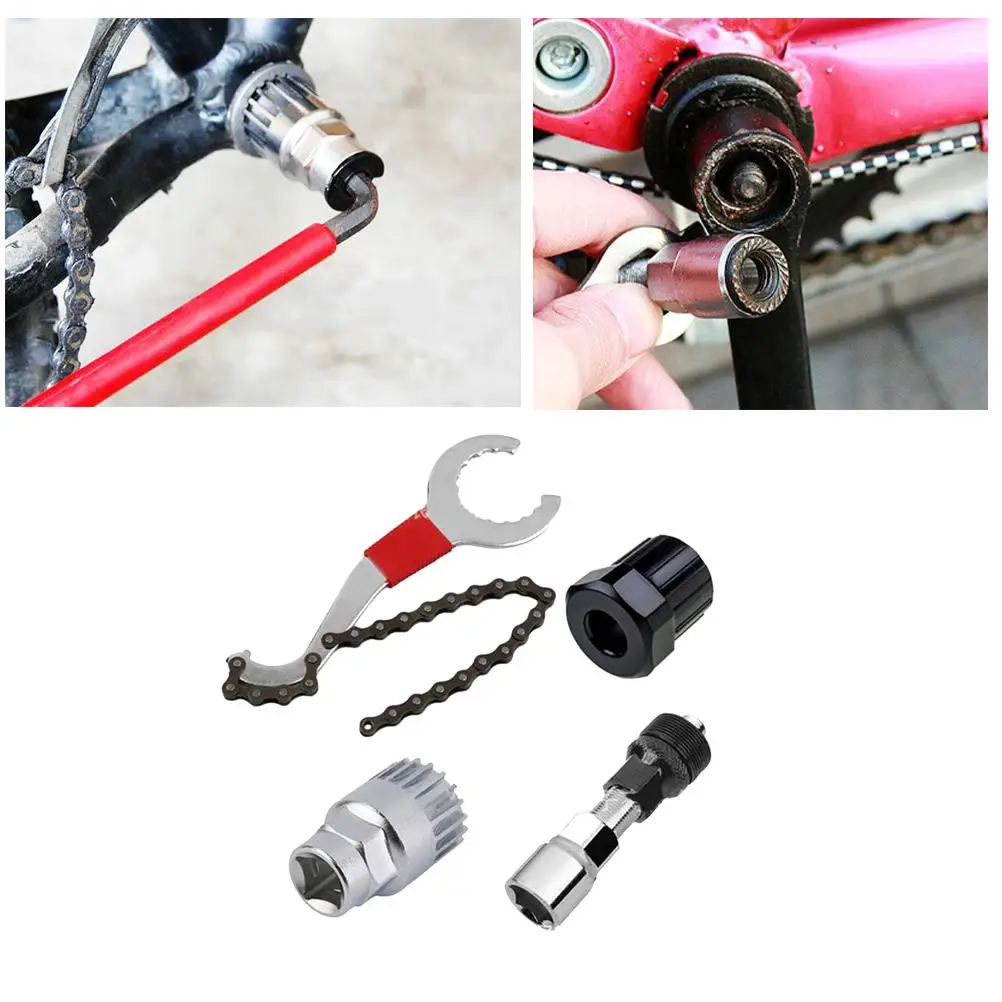 

4 Pcs Removal Bracket Remover Repair Tool Kit Chain Removal Bracket Freewheel Crank Puller Cycling Maintenance Tools