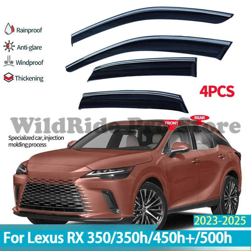 Perfect Fit Side Window Visors for Lexus RX 350/350h/450h+/500h 2023-2025 - Thickened, Rain & Wind Deflector