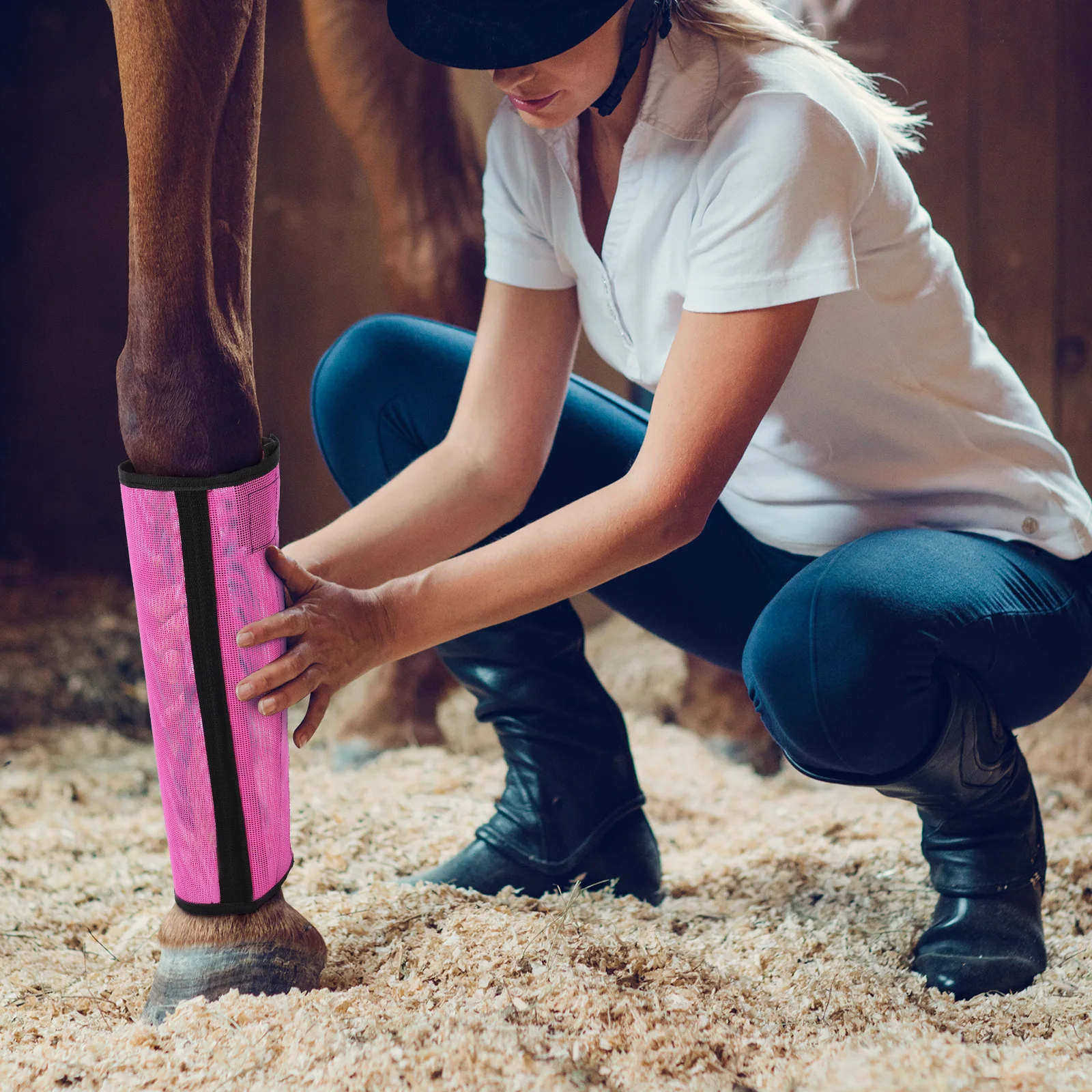 

4 шт., защитный чехол для ног лошади, защитные накидки для ног лошади, сетчатые сапоги для лошади, предотвращающие укусы мух и комаров