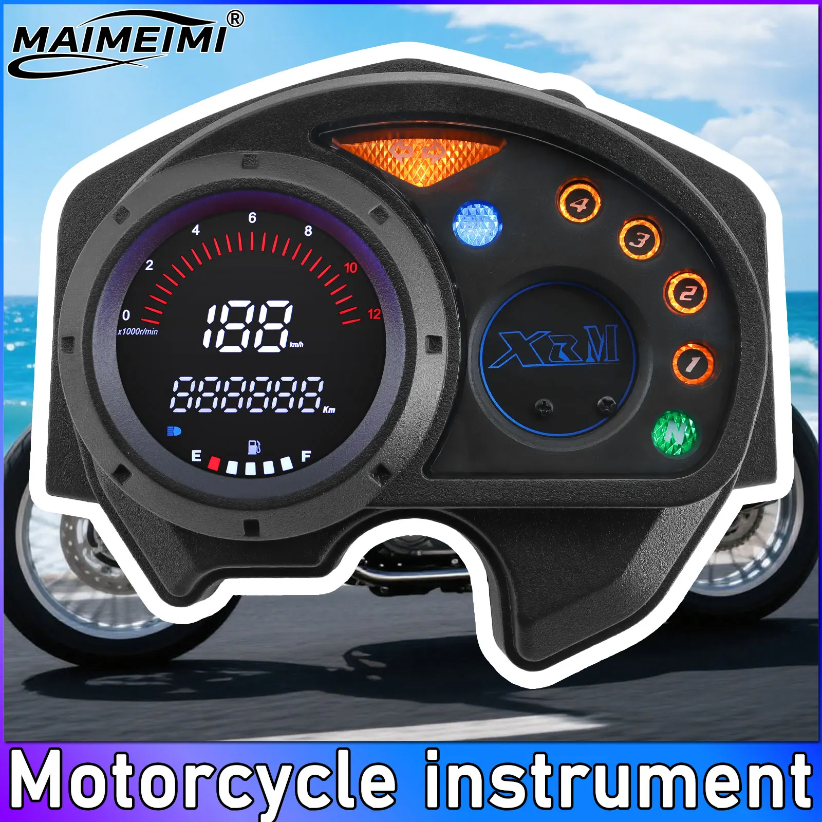 

Digital Motorcycle Speedometer Instrument With Turn Signal Odometer RPM Fuel Level Meter 1-4 GearFor Honda XRM110 RS125