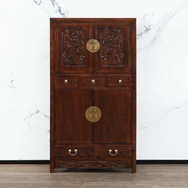 

Старый вяз для хранения, большой шкаф, резное украшение для гостиной, прихожая, вертикальный шкаф