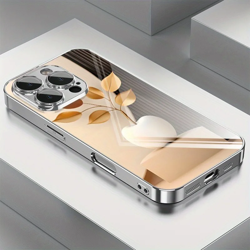 

Art Tree Branches For Apple Pattern Electroplated Phone Case For Samsung Galaxy S25 S24 S23 Ultra Plus FE Tempered Glass Cover