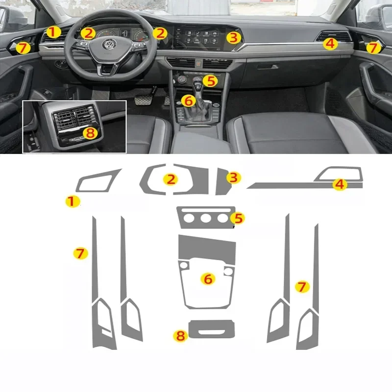 Tpu Film for Volkswagen VW Sagitar 2020 2023 Car Protective Interior Stickers Center Console Gear Outlet Dashboard Door Panel