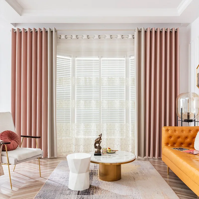 New Living Room Bedroom Window Curtain Double-sided Chenille Jacquard Opaque Luxury Solid Color Decor Vertical Customize 1pc