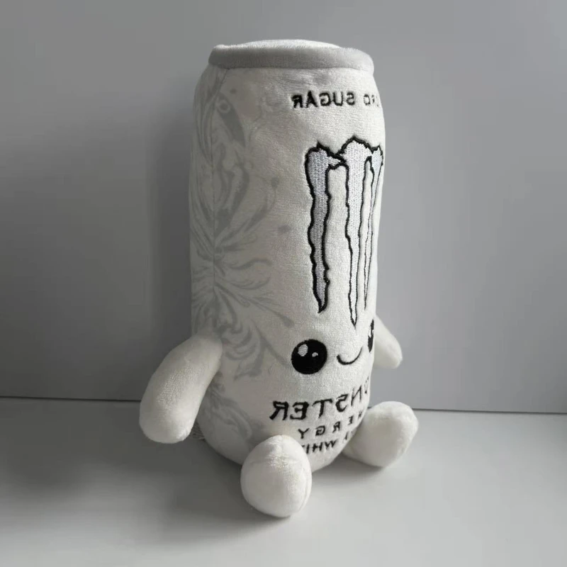 2026New# Monster Plush White Energy Drink Plush Toy Simulation Can Stuffed Doll Cute Soft Figure Decor Gift Friend Home Ornament