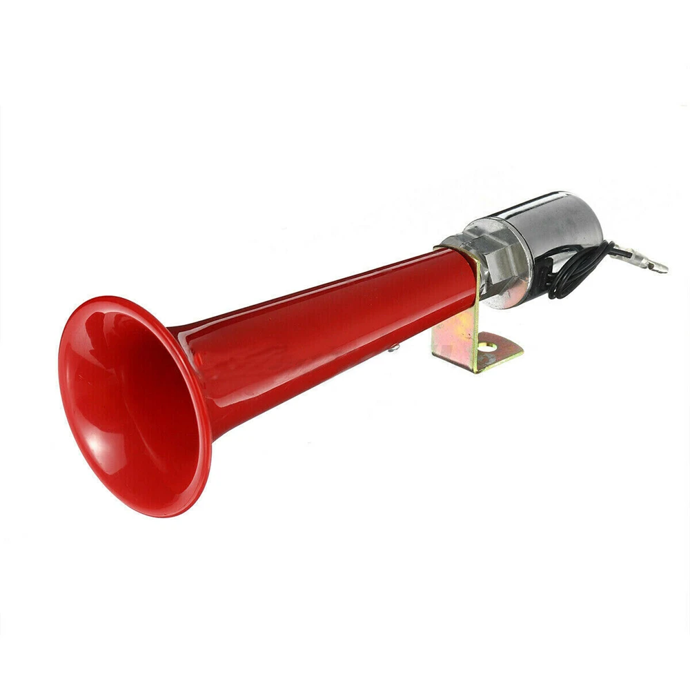 Red Extremely Loud Car Air Horn 180DB Electric Single Trumpet Marine Stainless Steel For Boat Truck Lorry Accessories 12V 24V