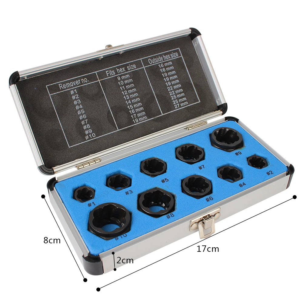 Hand Tools Kit Bolt Nut Removal Socket Tool 10pcs/Set Car Tool Kit Bolt Nut Remover Damaged Screw Extractor