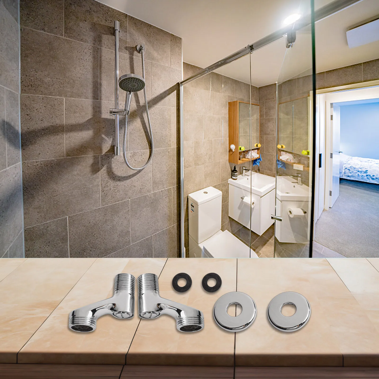 

Shower Faucet Curved Foot Fittings Shower Pipe Bend Connector Bathroom Elbow Reducing Kitchen Angled Change Joint Faucet Adapter