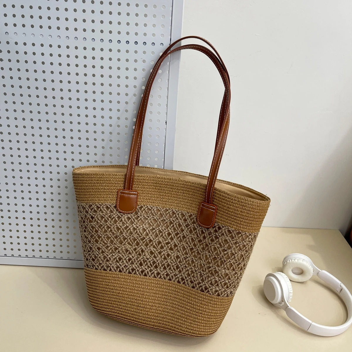 

Женская сумка через плечо для отпуска на пляже, соломенная, текстурированная, ажурная, легкая, вместительная, для повседневного использования