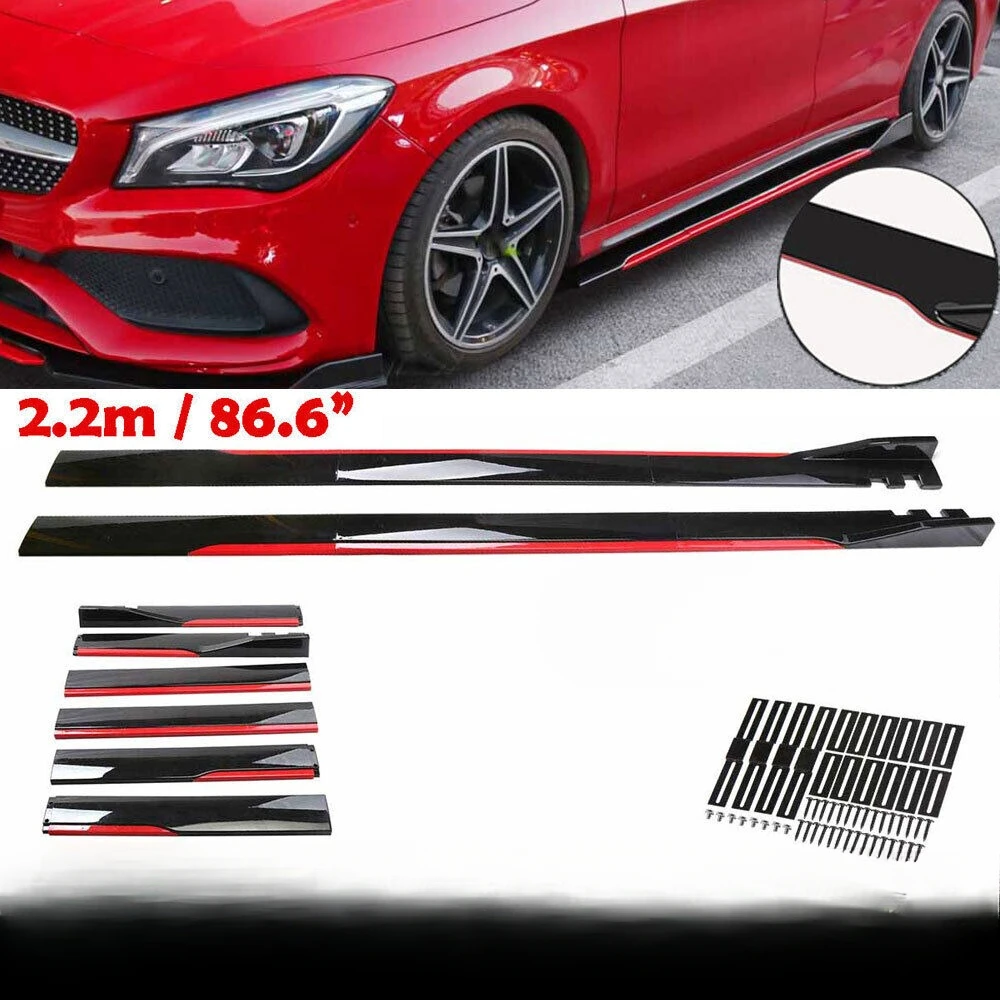 

86.6" w/Red Line Car Side Skirt Extension Splitter Lip For Dodge Charger Hellcat United States