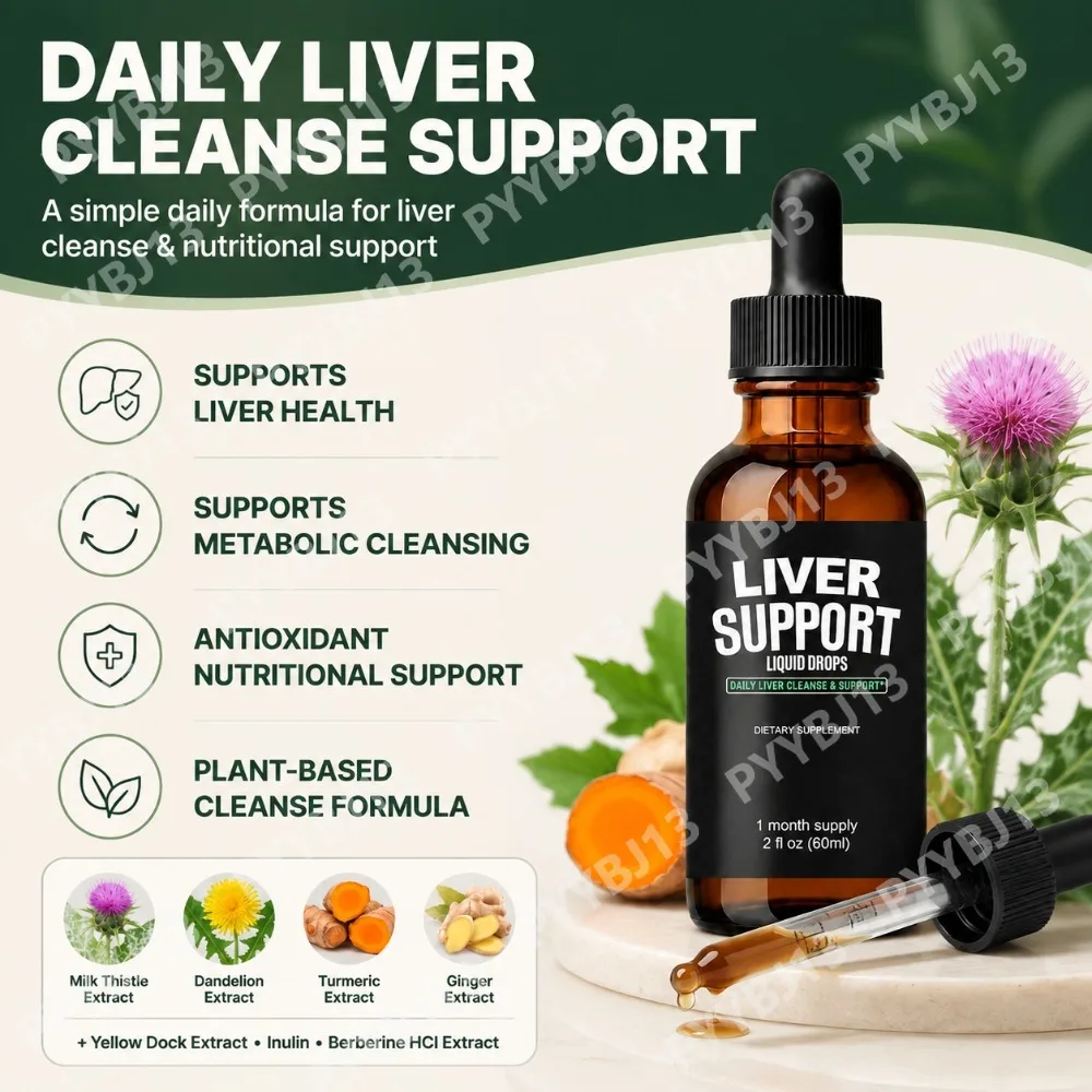 Liver Support Drops with Berberine Milk Thistle Turmeric Ginger Herbal Extract Formula for Wellness Daily Nutrition Support 60ml