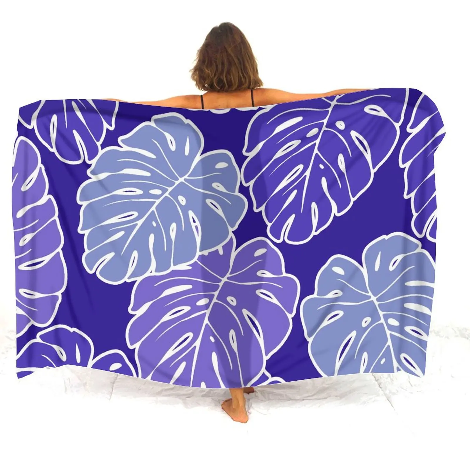 Polynesian Summer Ladies Sarong Floral Print Soft Shawl Comfortable Holiday Bikini Coat Custom Pattern Text Logo image 5