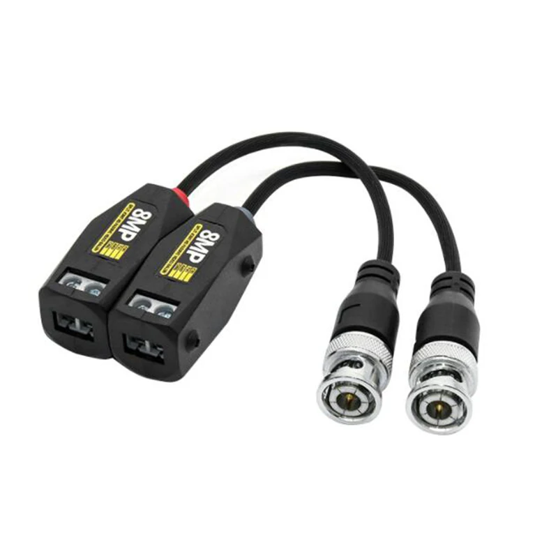 8MP AHD/HD-CVI/TVI Twisted BNC CCTV Video Balun Passive Converter Transceivers UTP Video Balun Transmitter For Cameras Black