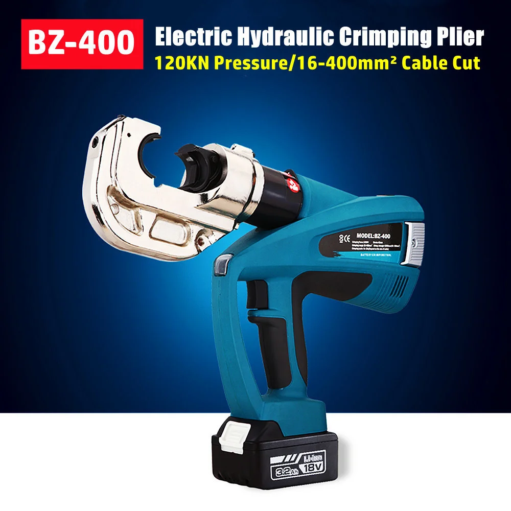 BZ-400 Battery Powered Crimping Tools Electric Hydraulic Crimping Plier Rechargeable 16-400mm2 Electric Cable Crimping Shear