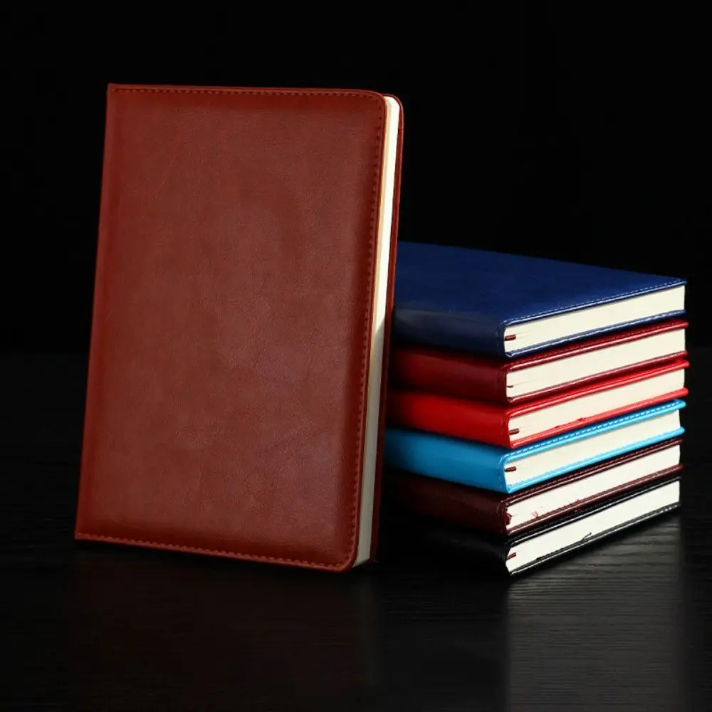 

PU Leather Cover B5 Hard-cover Business Notebook Thickened Waterproof A5 Office Notebook Horizontal Line Large