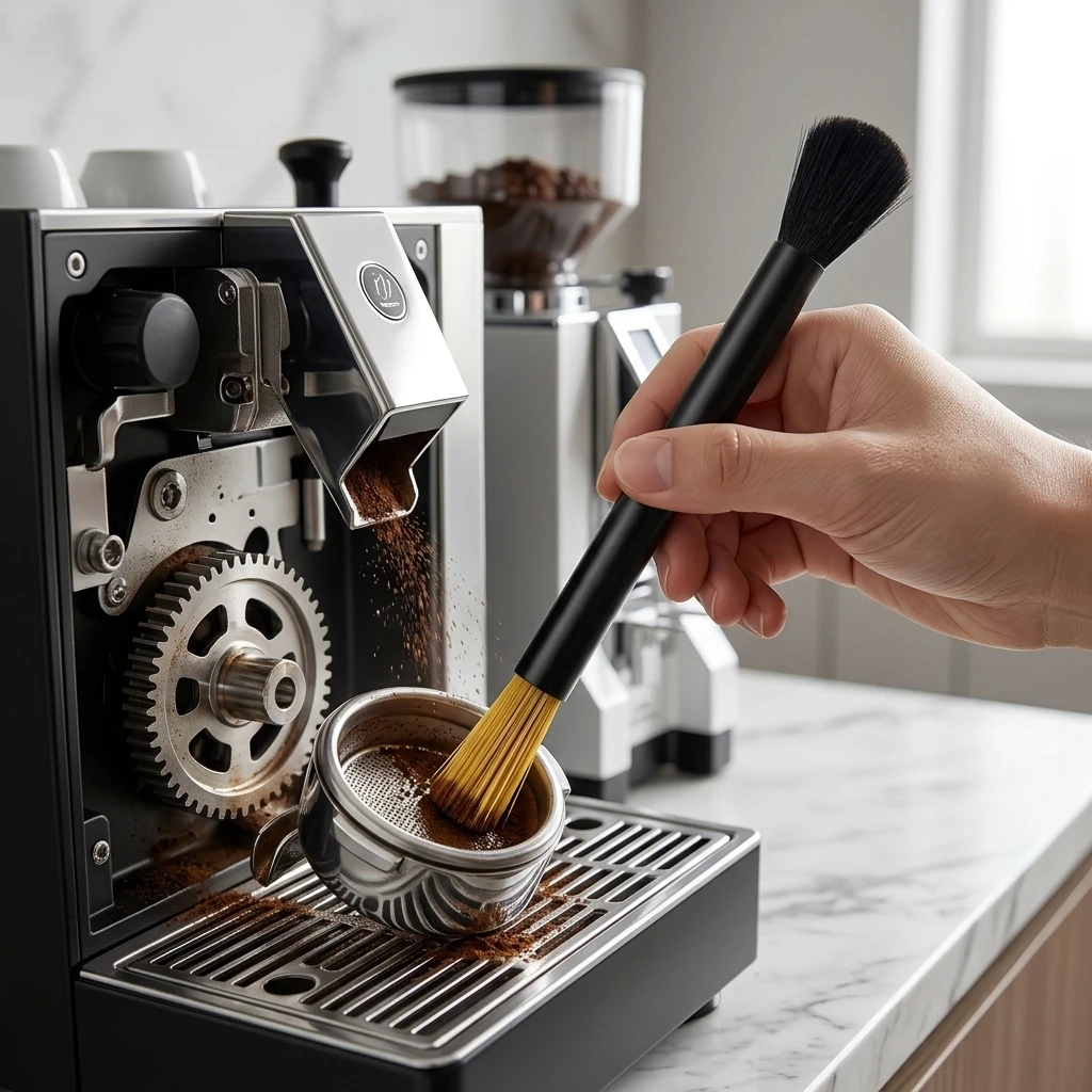 Professional Coffee Cleaning Brush Dual-Head Nylon Bristles for Espresso Machine Grinder Maintenance Tool Durable Gear