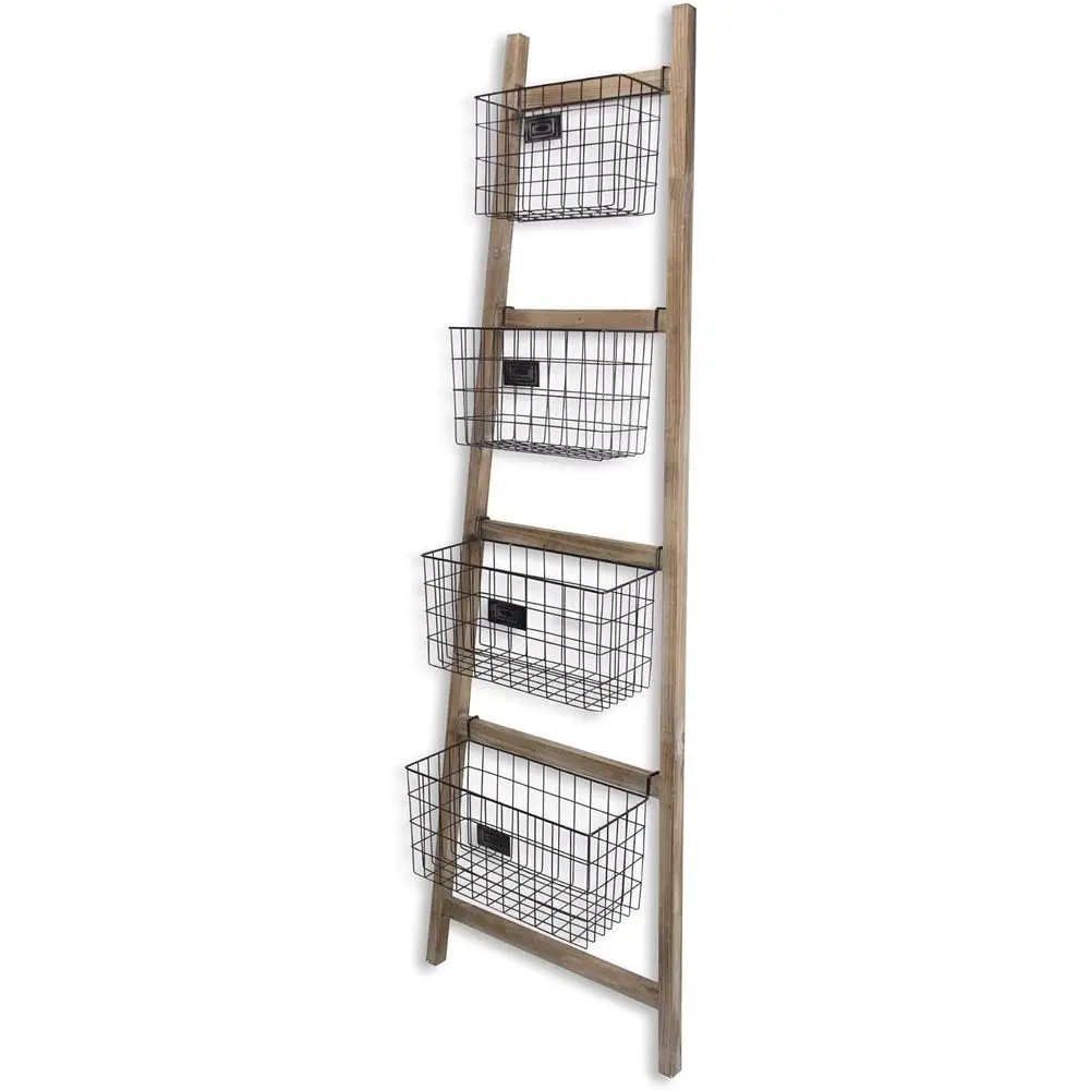 4-Tier Metal Storage Ladder Basket