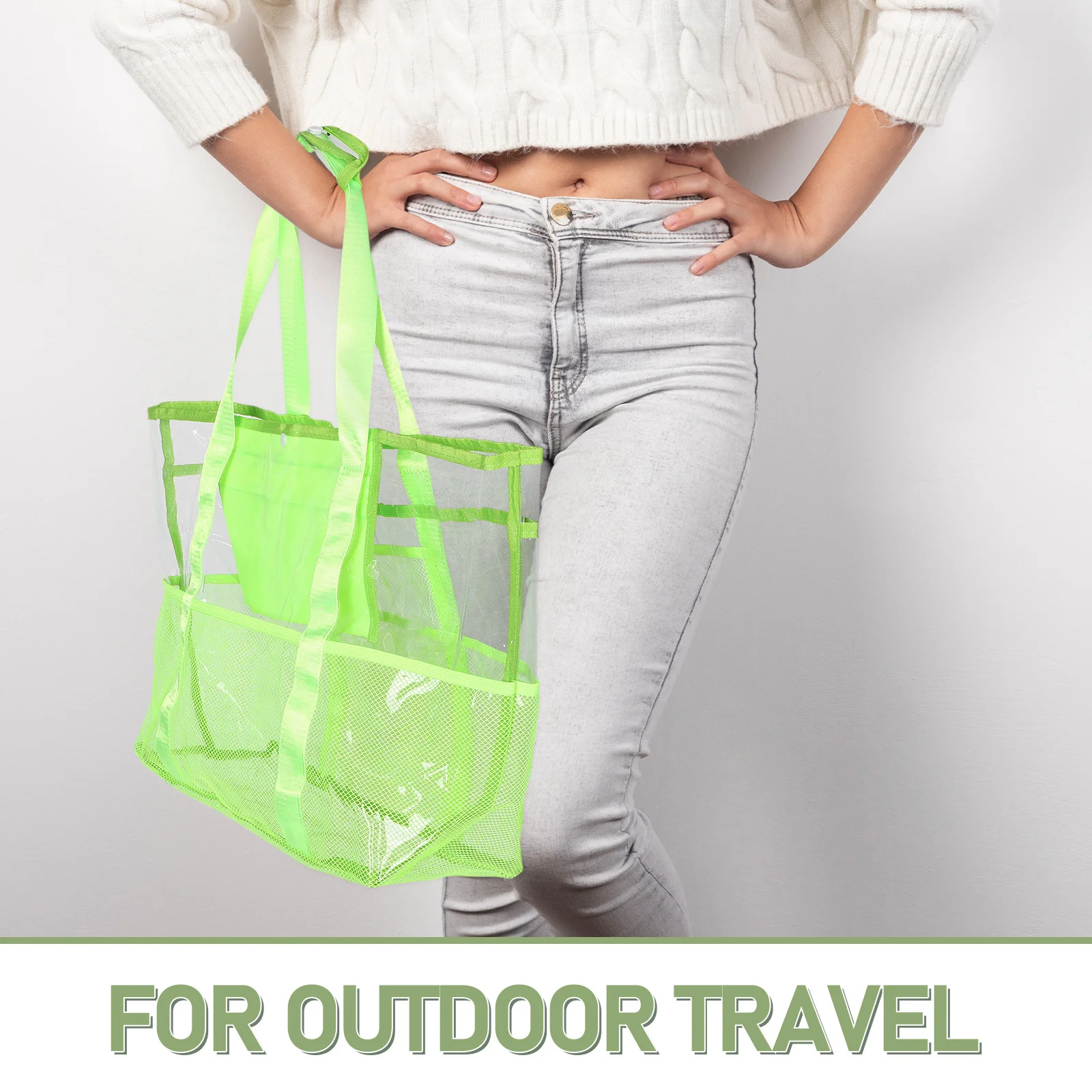 حقيبة حمل الشاطئ الشبكية ذات سعة كبيرة للسفر، تصميم خفيف الوزن ومقاوم للماء مع جيوب منظمة مثالية للسباحة #5