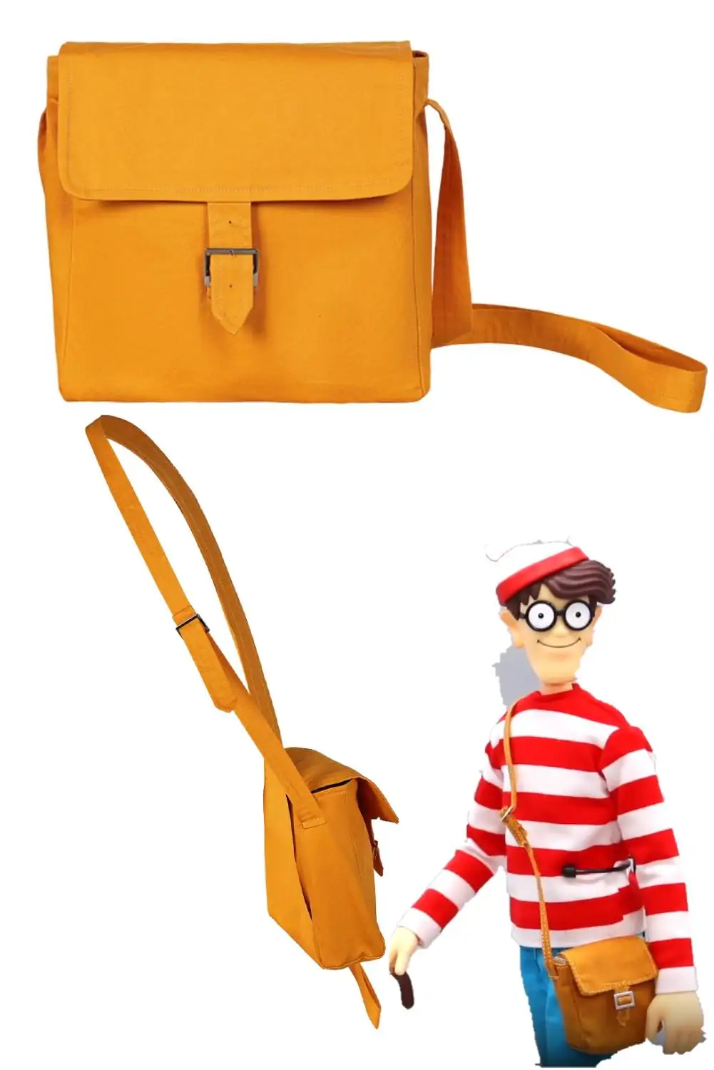 Желтая винтажная сумка на плечо Wally для косплея, мультяшный мессенджер «где волшебный», аксессуары для костюма, реквизит для взрослых мужчин и женщин, маскировка