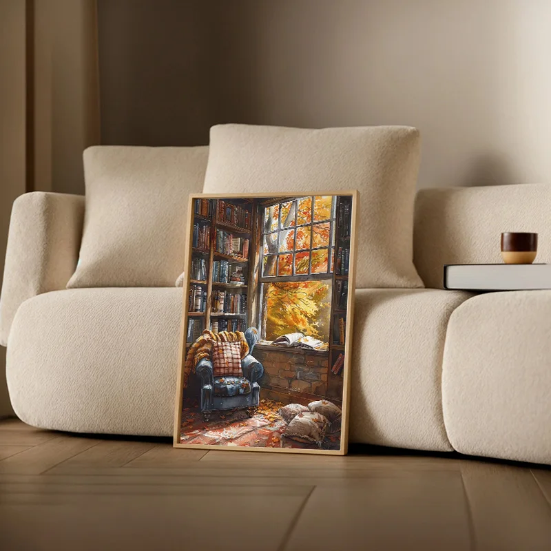 Modern Classics Library City Bookstore Cat Cafe Posters Prints Canvas Painting Wall Art Picture Living Room Home Decor