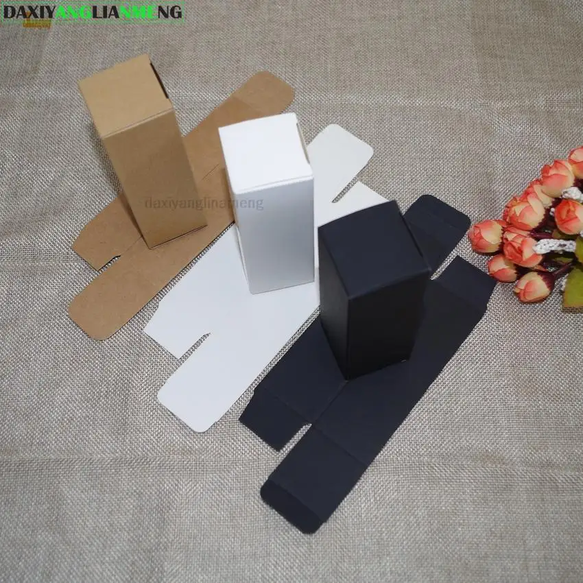 100pcs/lot 3x3cm x4~ 23cm White Black Kraft Paper Box DIY Lipstick Perfume Essential Oil Bottle Packaging Boxes