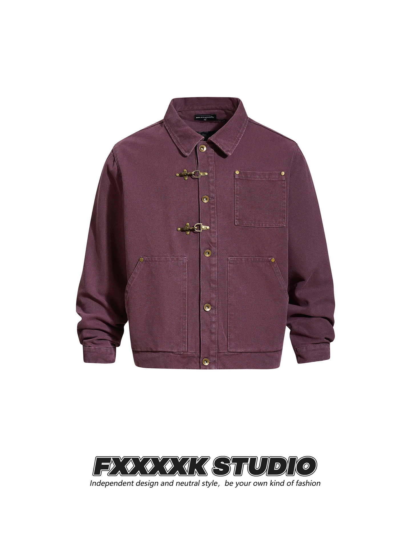 

FXK Original Vintage American Streetwear Workwear Ameika Jaet Waed Faded Aircrt Bule Turn-down Collar Men's Jaet