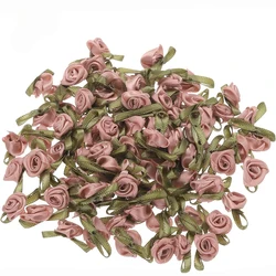 100Pcs Mini Rose Flowers Heads Patch Appliques Handmade DIY Sewing Wedding Dress Decoration Accessories