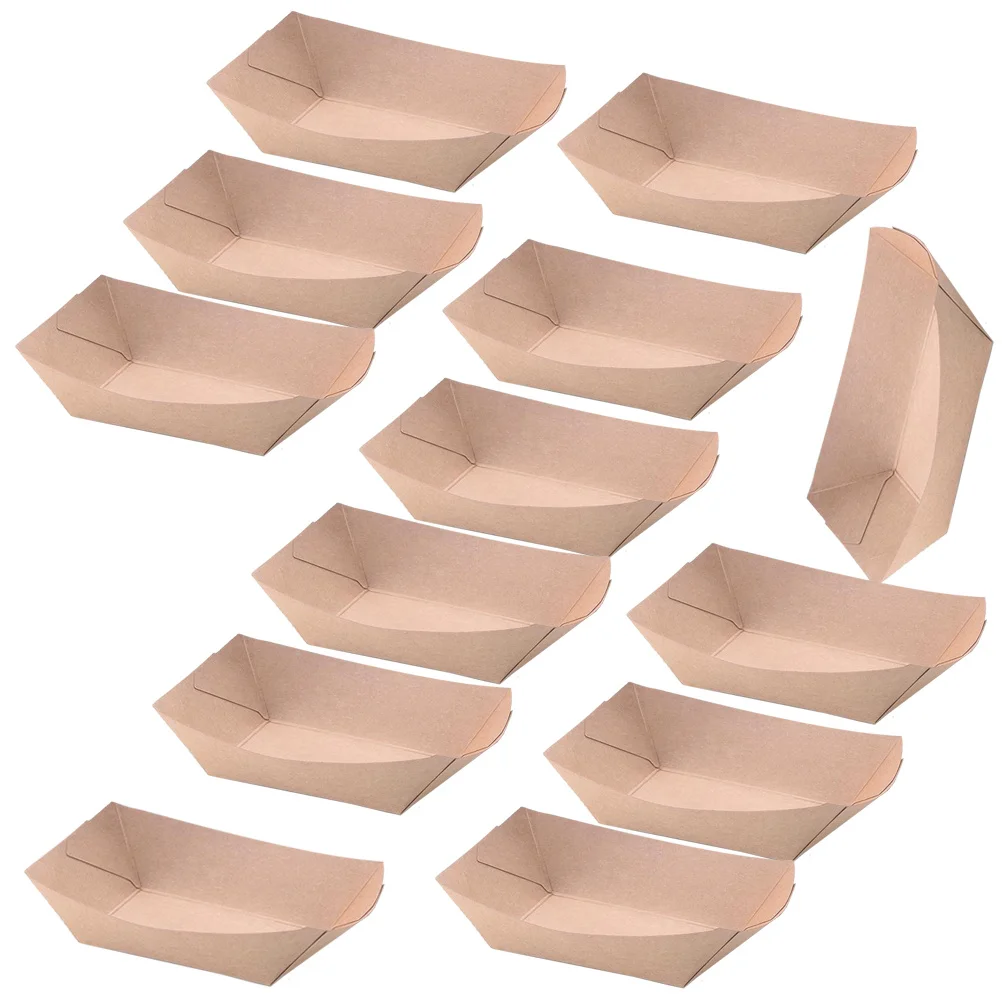 50 pezzi di carta kraft ecologica per snack, scatola per barche, impermeabile, antiolio, a tenuta stagna, cibo caldo e freddo, microonde, sicuro, pranzo da asporto, insalata