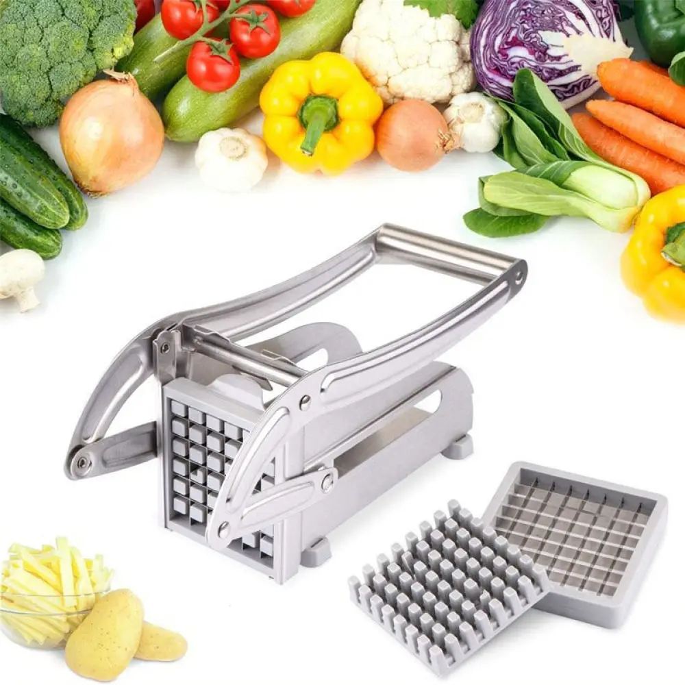 Stainless Steel Vegetable Slicer Potato Chipper Manual Chopper Kitchen Tools For Home Cooking Salad Cucumber Prep Helper