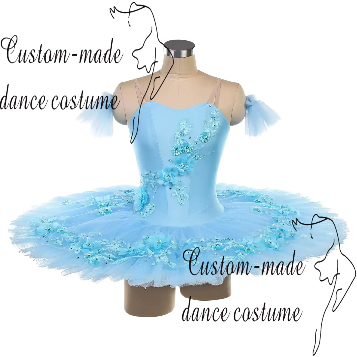 Sky Blue Nutcracker Female Variations Ballet Skirt Graduation Evening Report Performance Group Dance TUTU Puff Skirt
