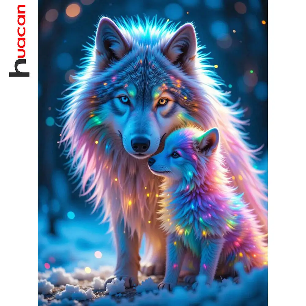 Huacan DIY Wolf Diamant Malerei Tier Diamant Stickerei Neue Kollektion 2025, dekorative Gemälde