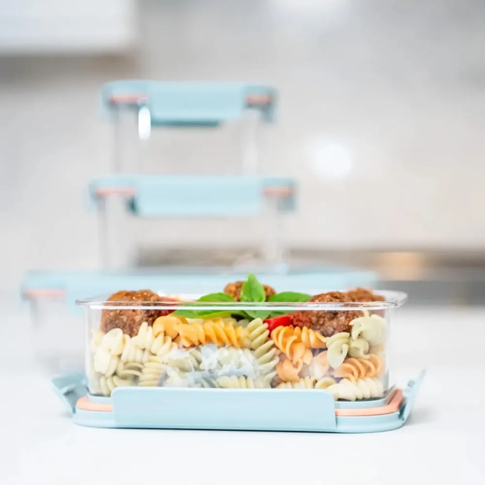 14-Piece Modular Food Storage Container Set - Airtight, BPA-Free, Microwave & Dishwasher Safe - Mint Color