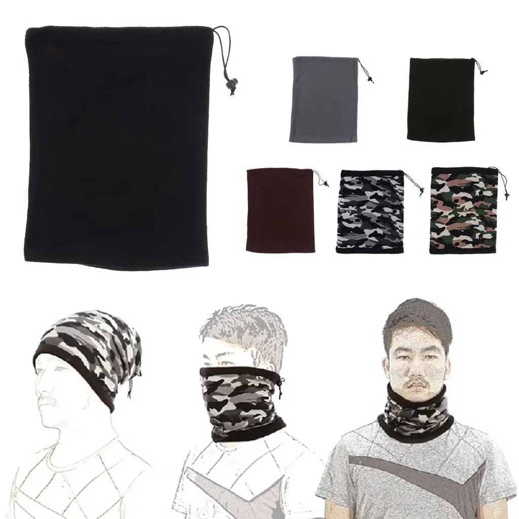 3 in 1 Snood syal bulu Balaclava masker penghangat leher topi Beanie hitam