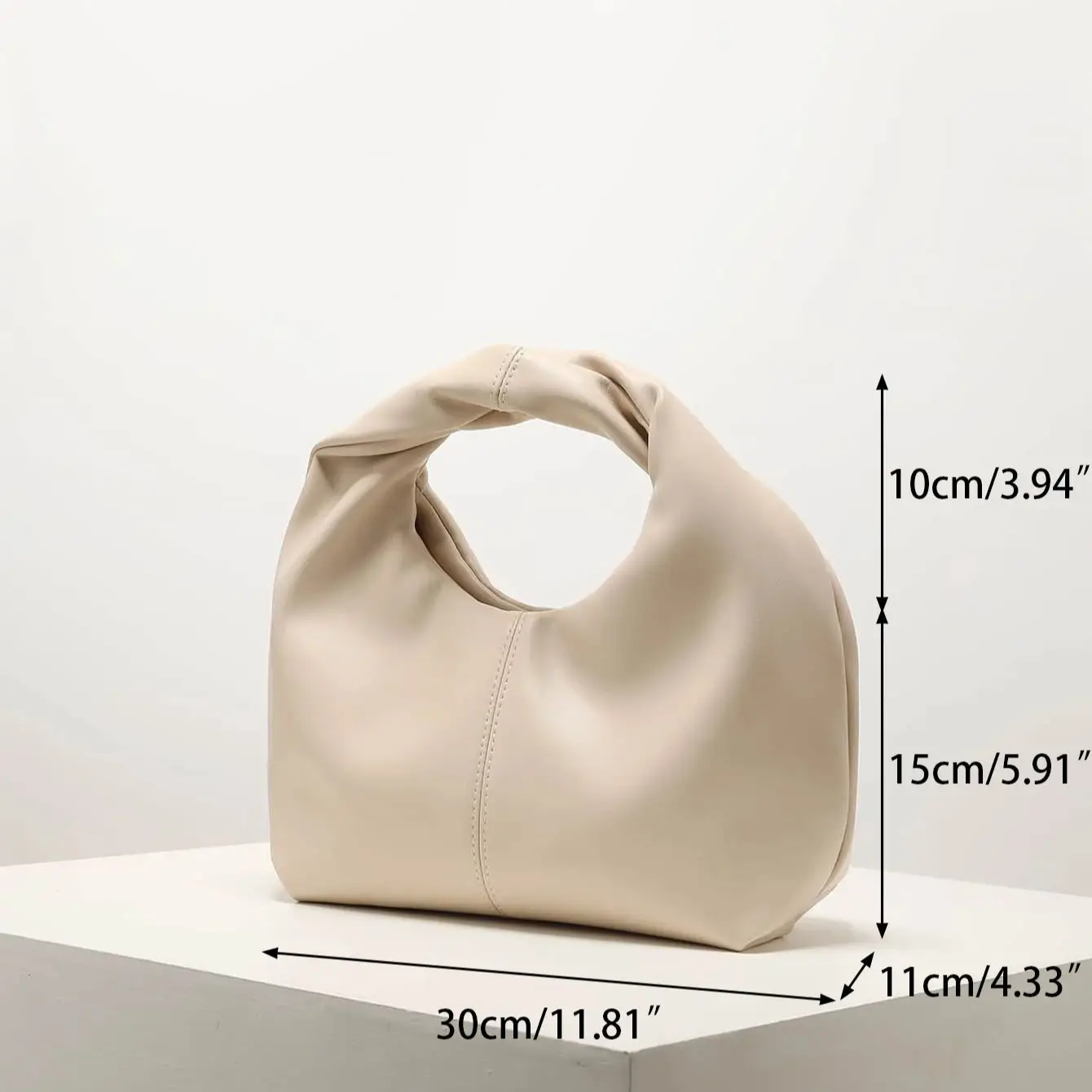 Stylish twist square bag, solid color top clutch bag, simple and versatile commut