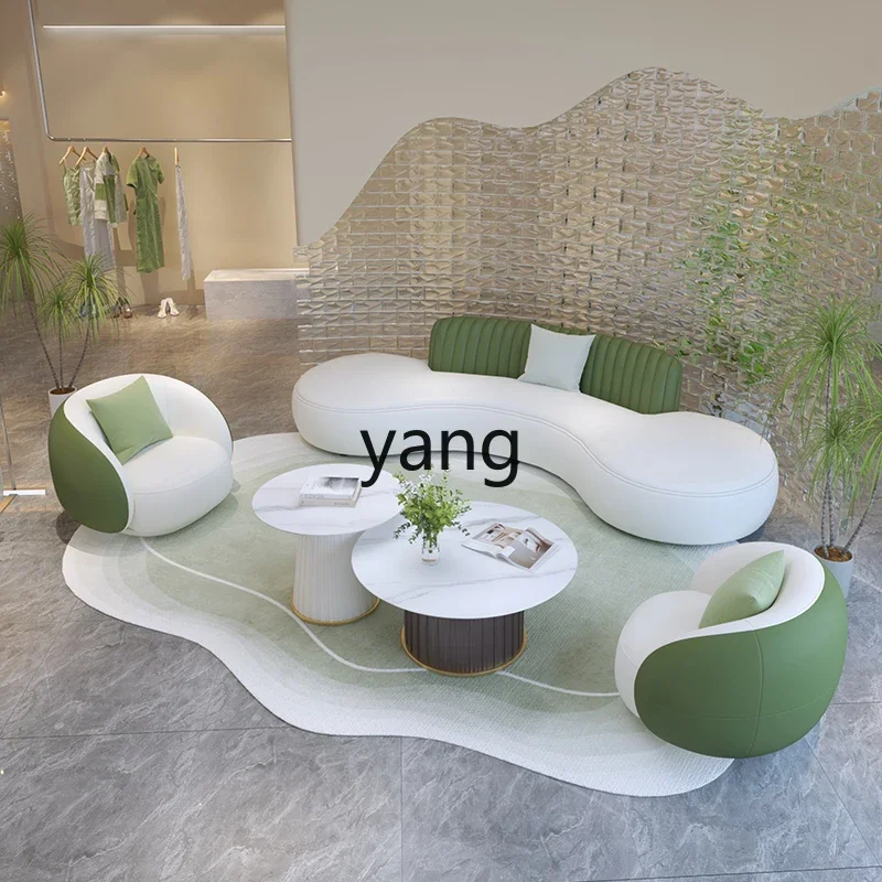 Lmm office three-person curved sofa resting area reception light luxury style negotiation small sofa