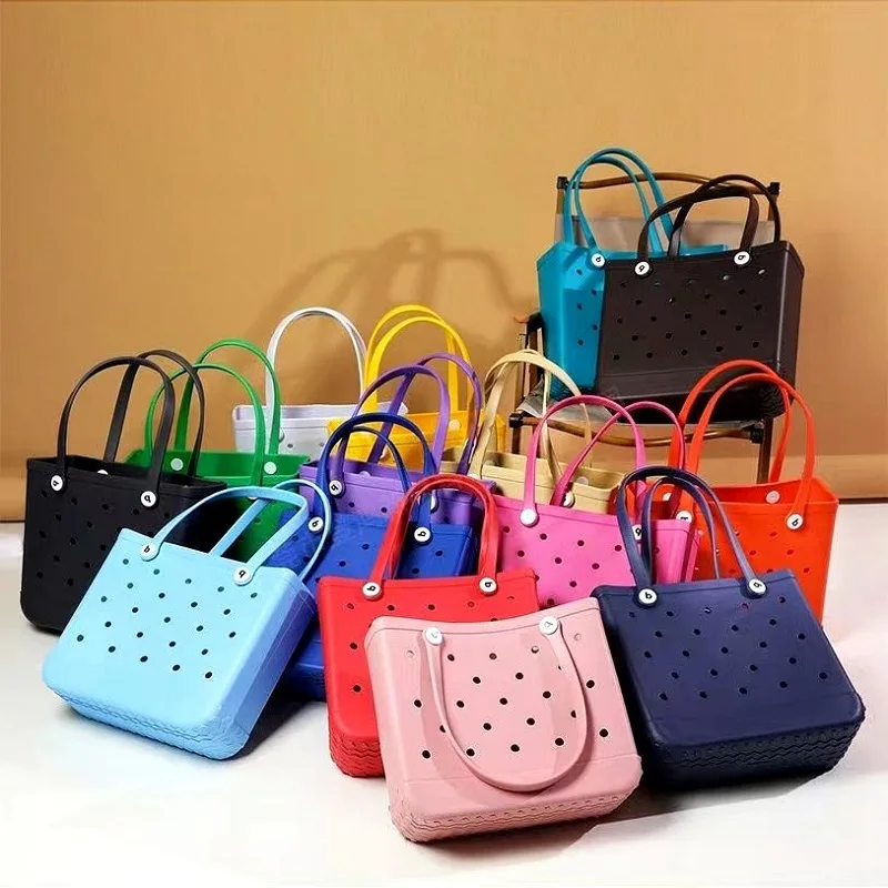 

Boggs Beach Bag Summer EVA Beach Basket Women Picnic Tote Bag Holes Waterproof Handbag Pouch Shopping Shoulder Bag