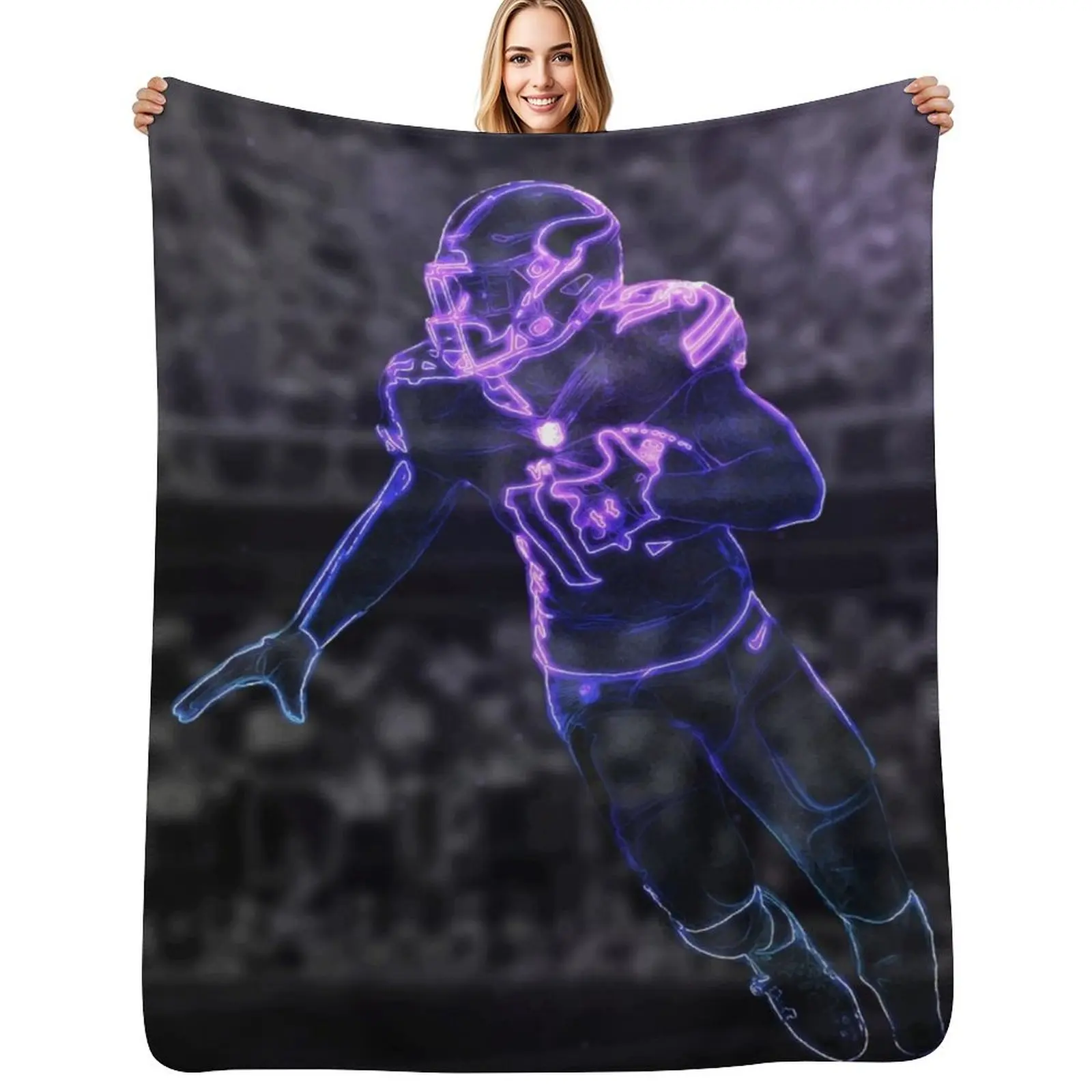 

Stefon Diggs Glow Artwork Throw Blanket Flannels Bed covers Plaid Flannel Fabric Blanket